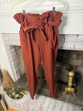 Athleta Rust Skyline Pant High-Waist Paperbag Ankle Pants with Tie
